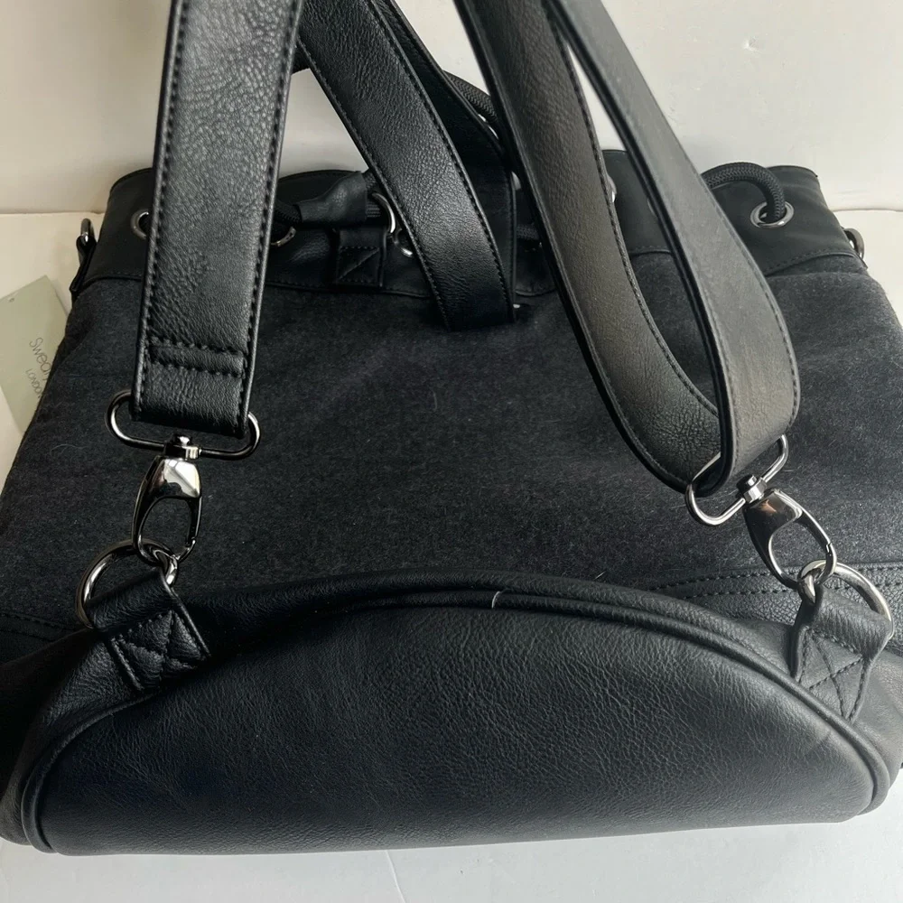 Sweaty Betty Black Luxe Bucket Drawstring Backpack